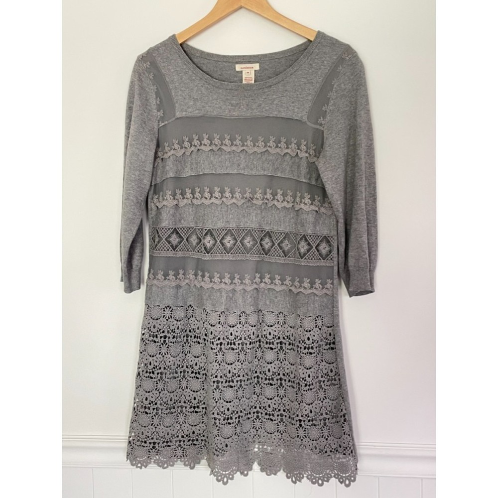 Sundance Lace Knit Sweater Dress Size Small-Medium Boho Cozy Layering  D13